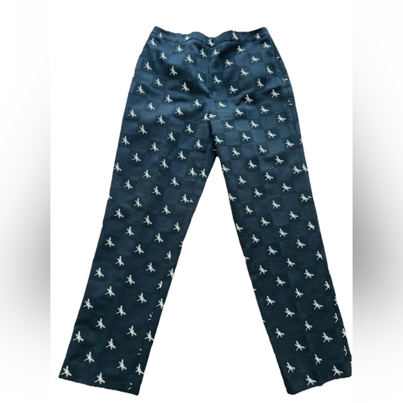 Talbots Pants - Talbots ladies fully lined black‎ dragonfly embroidered side zip dress pants 10